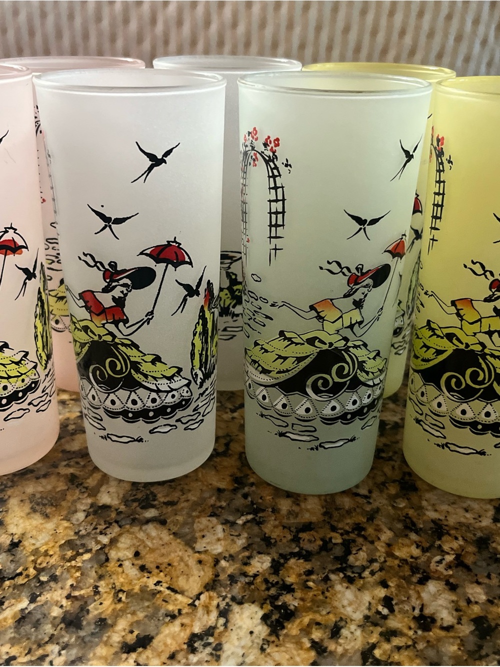 Authentic 1950s Libbey "Southern Belle" Frosteda Tumblers (Set of 7)